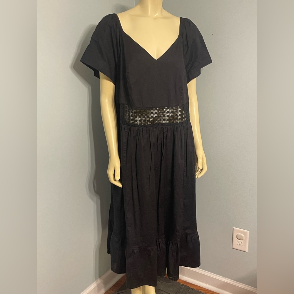 TORRID BNWT 3X(22-24) Midi Poplin Sheer Waist Tie Back Dress - Picture 2 of 7
